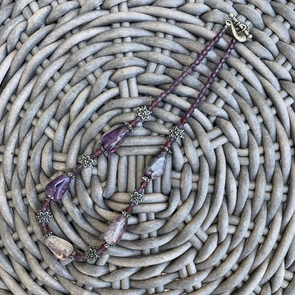 Purple Stone & Silver Necklace